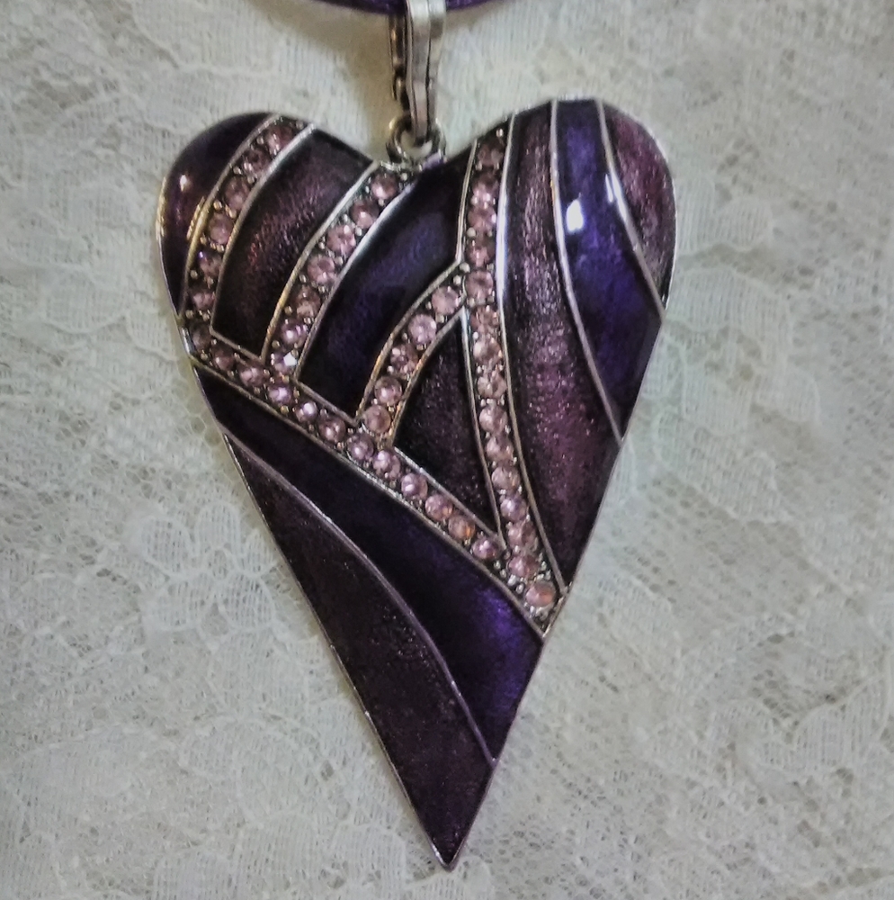 New, Purple Heart Necklace